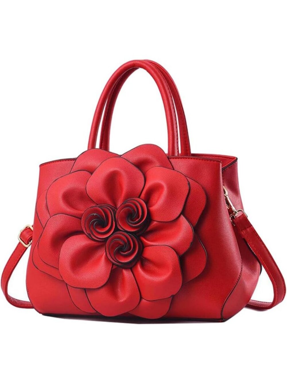 Stylish 3D Floral Handbag for Women | PU Leather Satchel & Crossbody Bag
